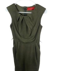 🍀AKIRA Dress Suede Faux Green Pockets Mid-Length
